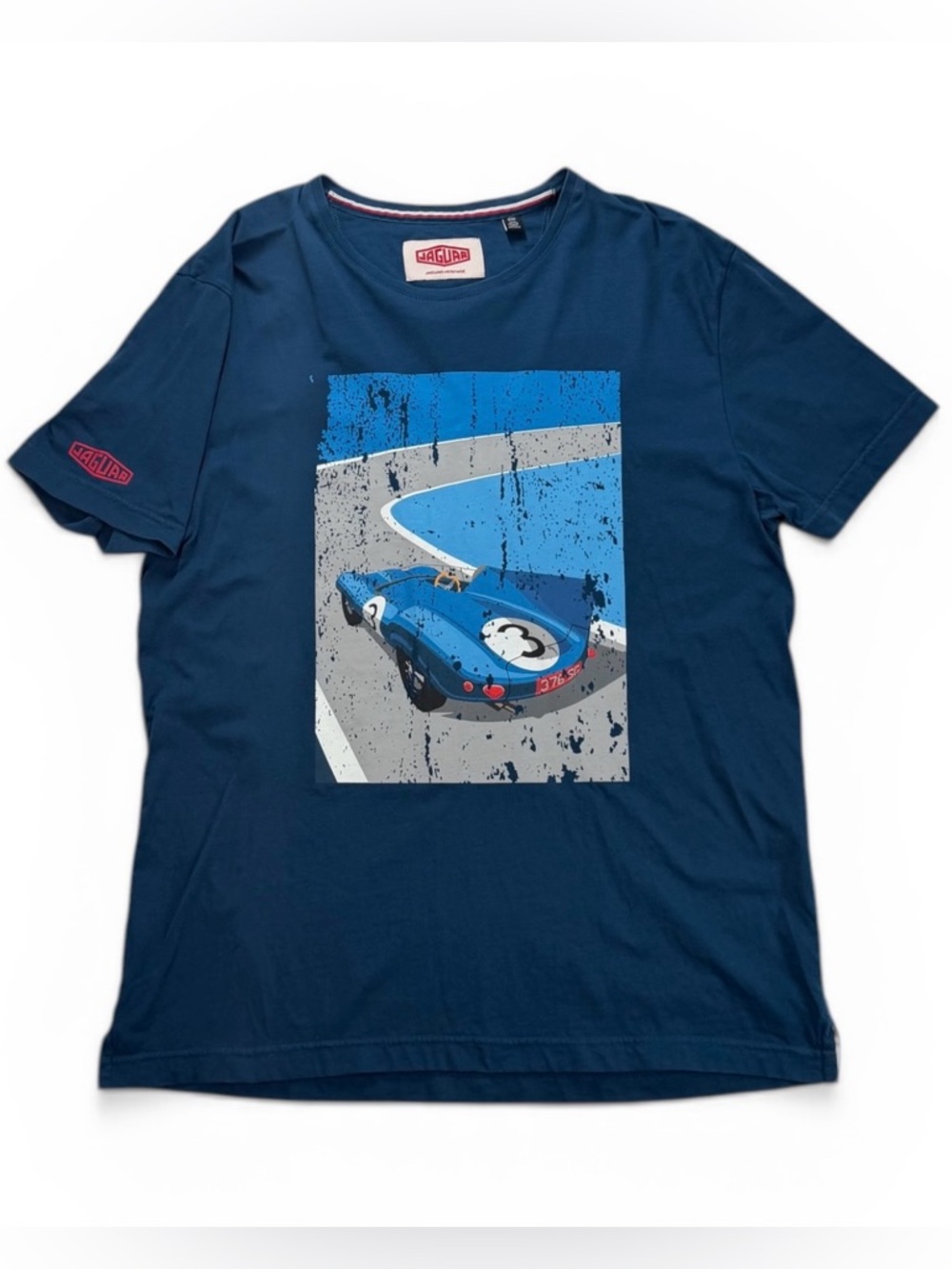 Jaguar Navy Short Sleeve Tee with Vintage Racecar Print